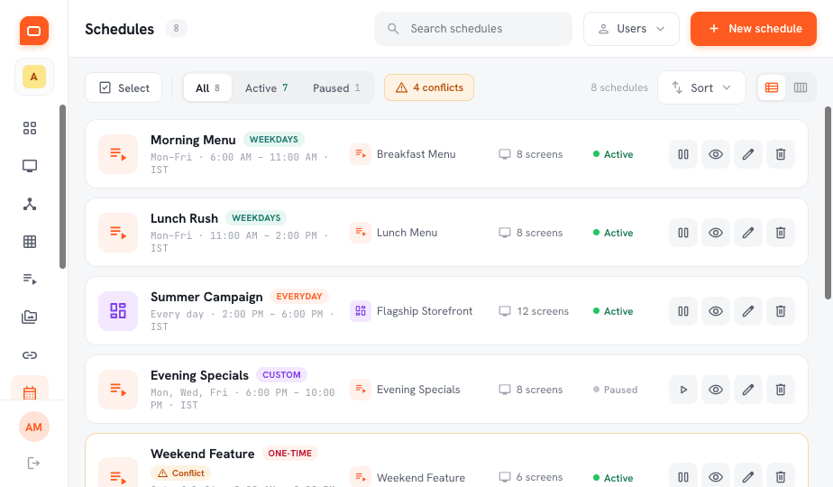 ScreenZap schedules screen
