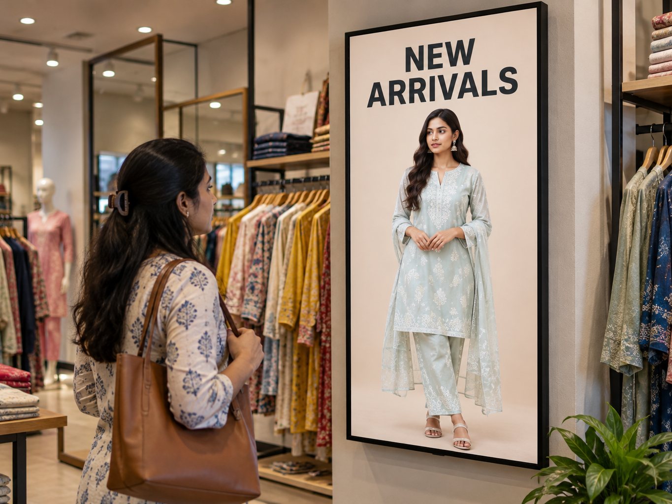 In-store screen showing a promotion near the shelf
