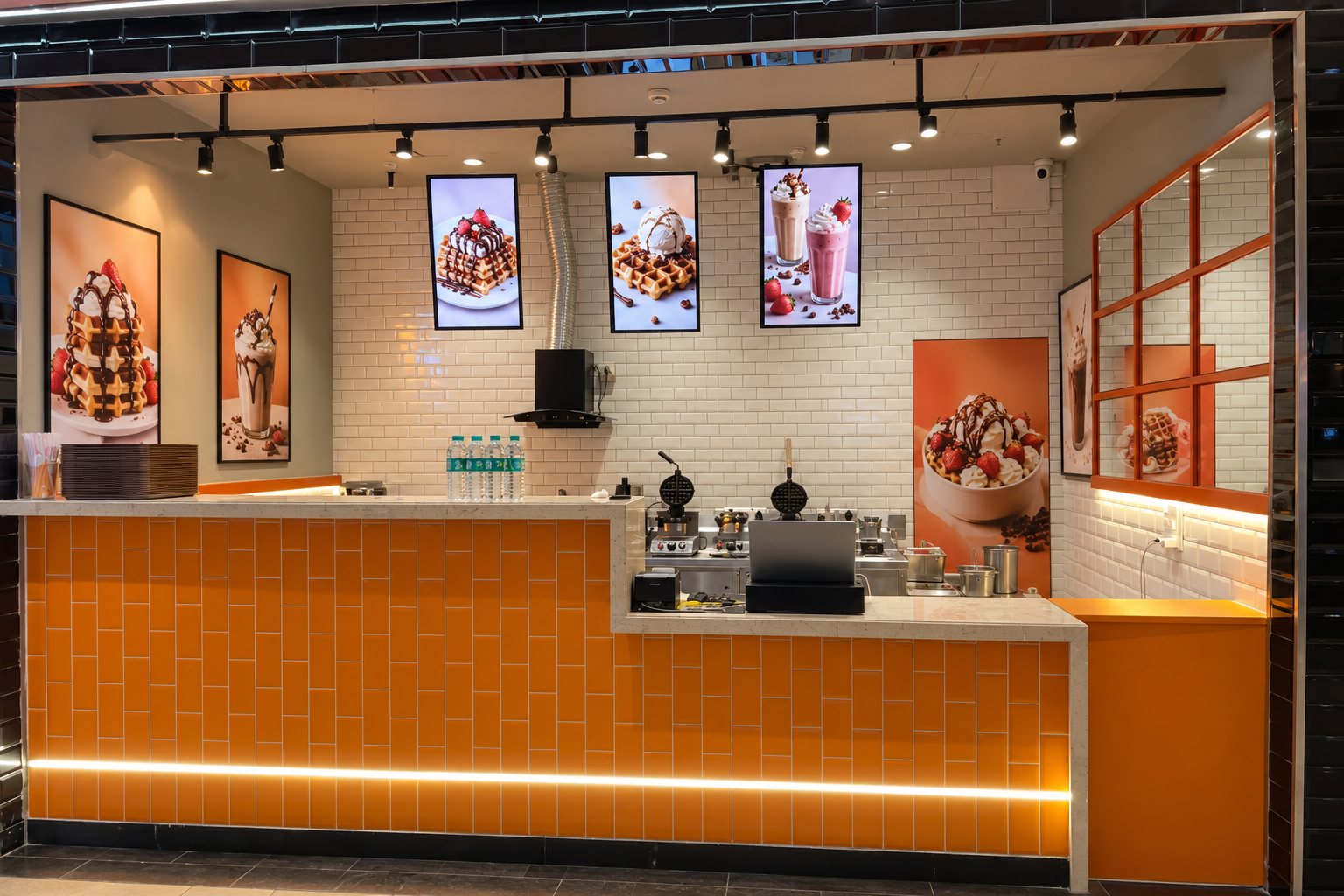 The same campaign on screens in two branches