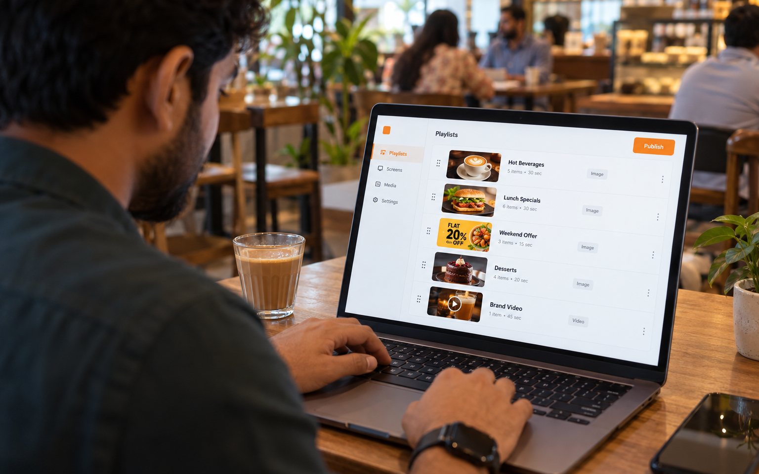 Building a playlist on a laptop